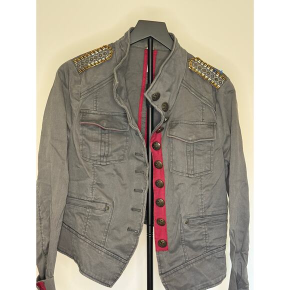 Free People Grey Women's Military Epaulet Jacket Size Medium - Picture 1 of 4